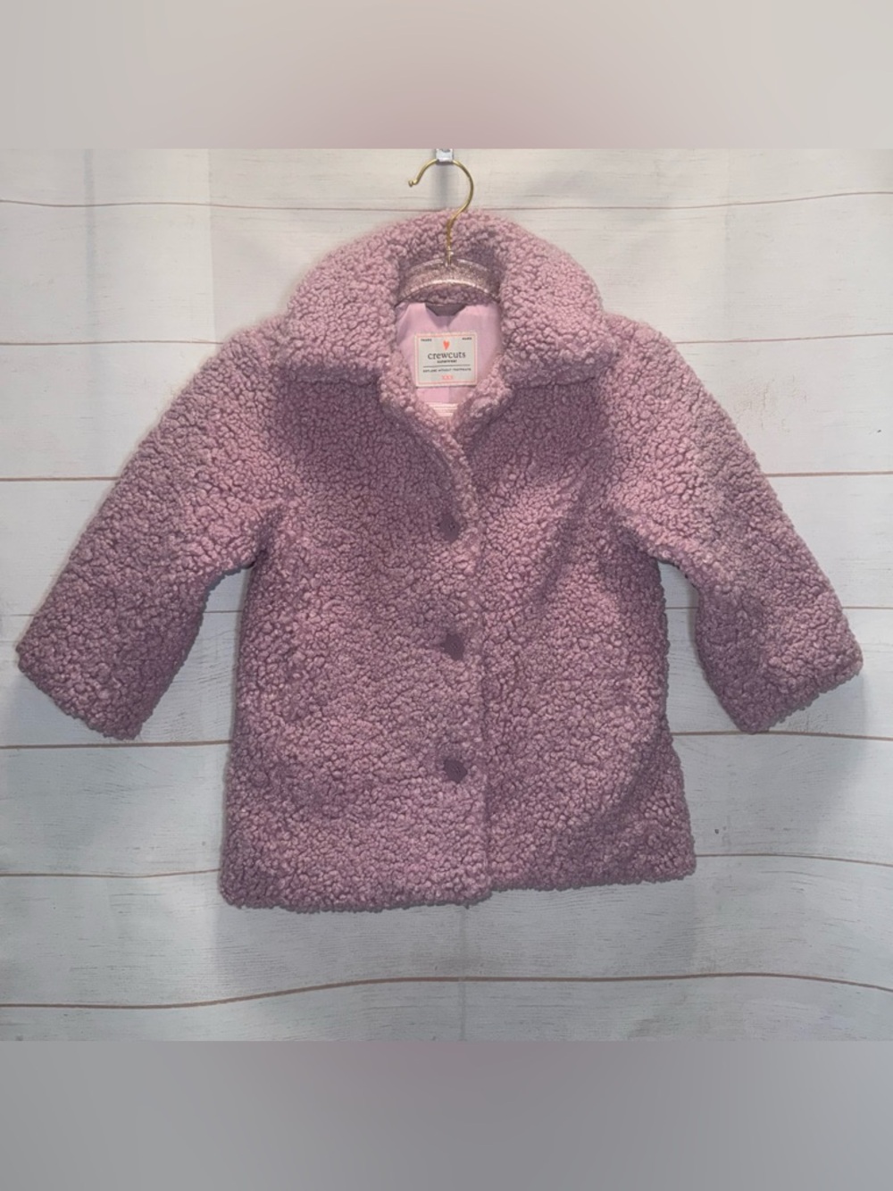 Crewcuts Pink Sherpa Button-Up Coat Size XXS